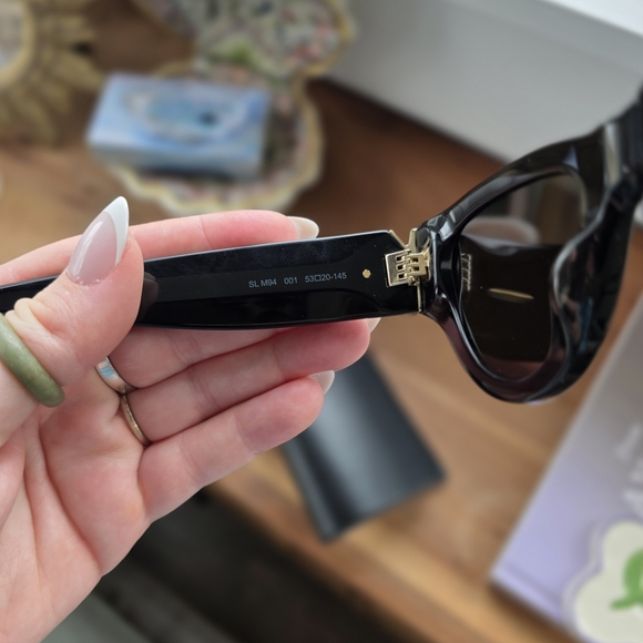 YSL Saint Laurent SL M94 Cat Eye Black & Gold Sunglasses - Picture 5 of 8